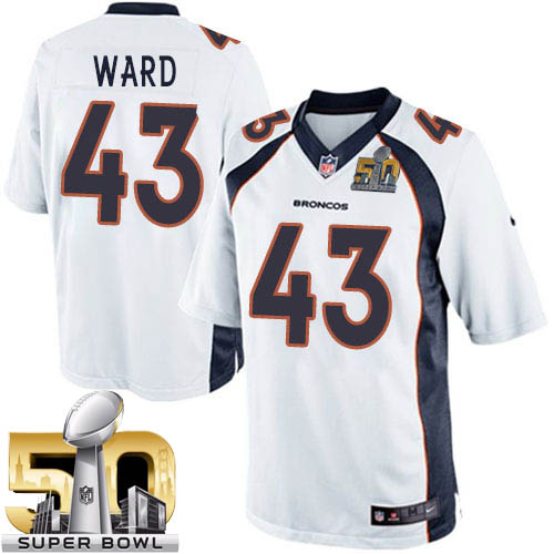 Youth Elite T.J. Ward Super Bowl L Nike Jersey White Road - #43 NFL Denver Broncos